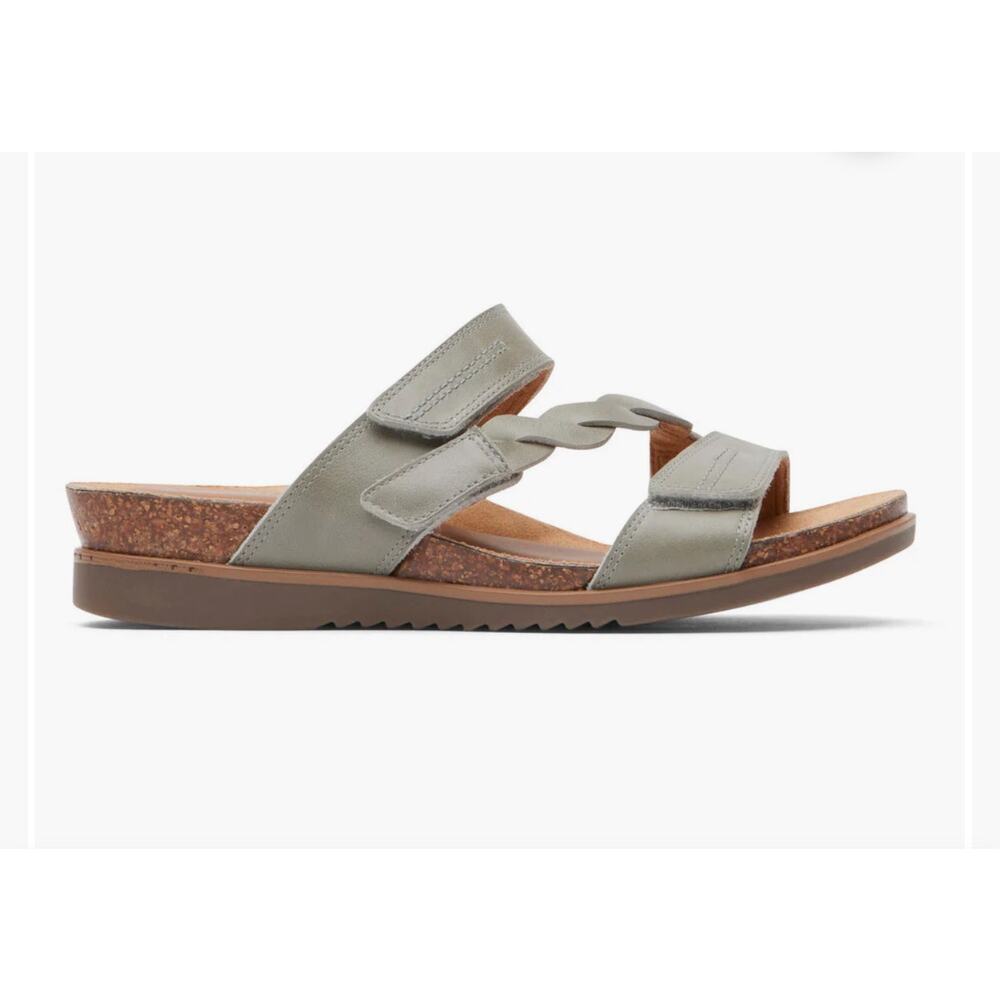 Cobb Hill May Sage Green Slides Womens Cork Footbed Leather Sz 7 NEW! - Picture 2 of 8